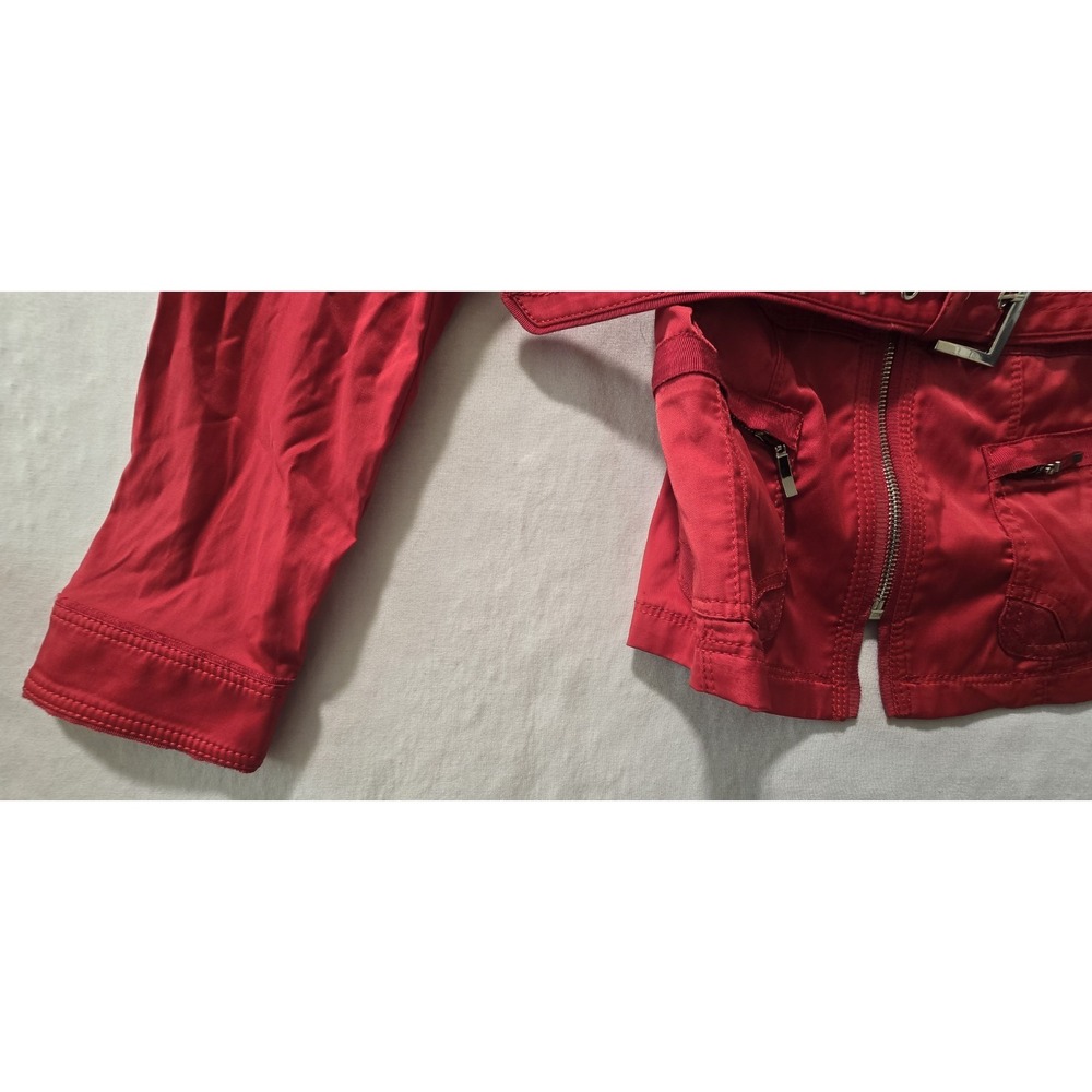 White House Black‎ Market Woman's Vibrant Red short trench style jacket Size 00 - Picture 7 of 10